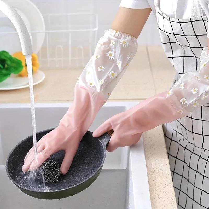 1 Pair Rubber Gloves Long Slee - Dish Glove Rubber 评论和价格