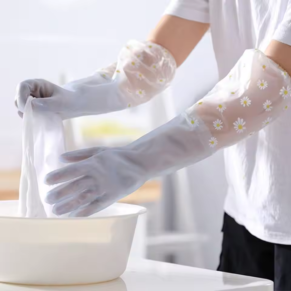 1 Pair Rubber Gloves Long Slee - Dish Glove Rubber 评论和价格