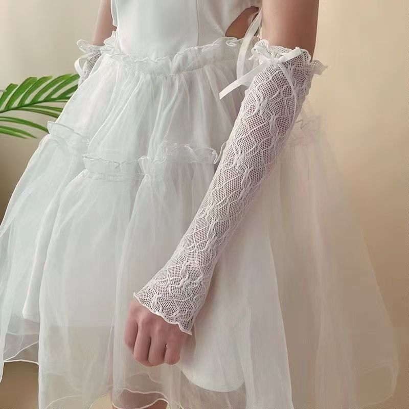 Summer Long Lace Ruffle Mesh F - Fingerless Glove Knit 评论和价格