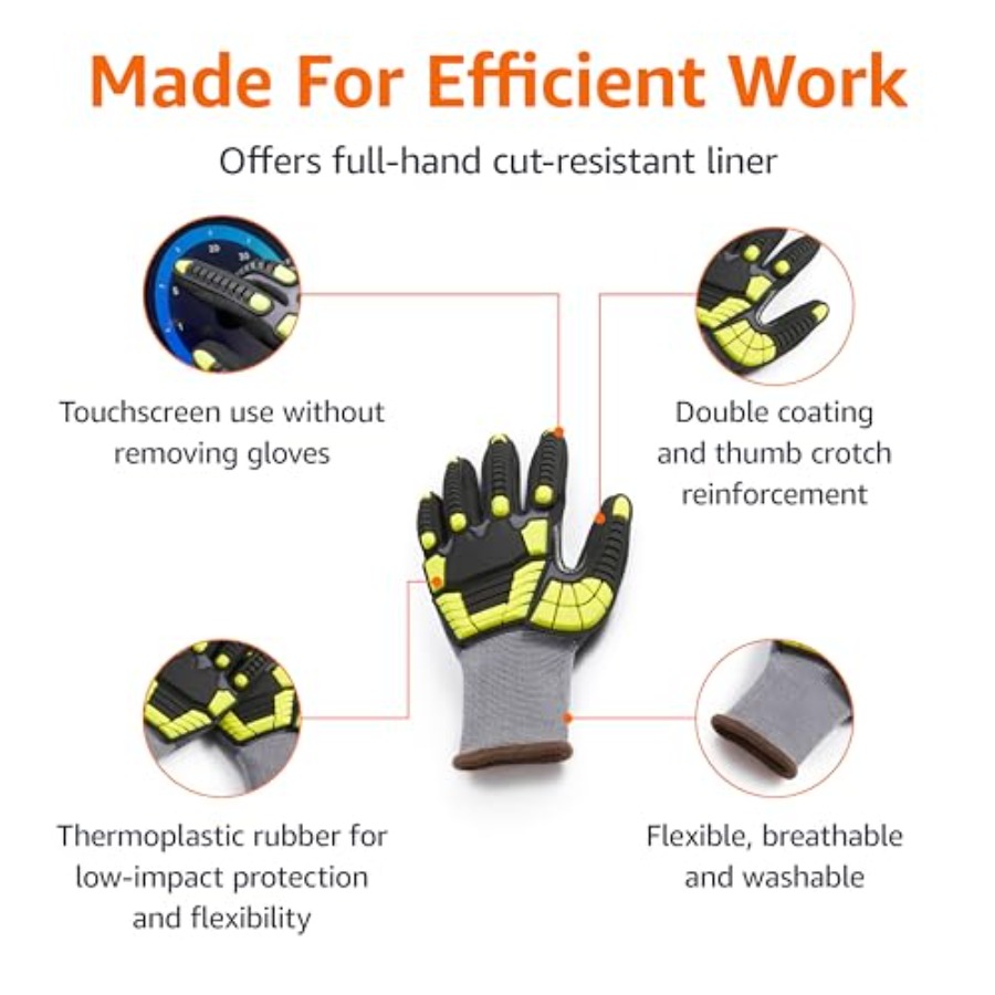 Safety work gloves for industr - Work Glove Impact 评论和价格