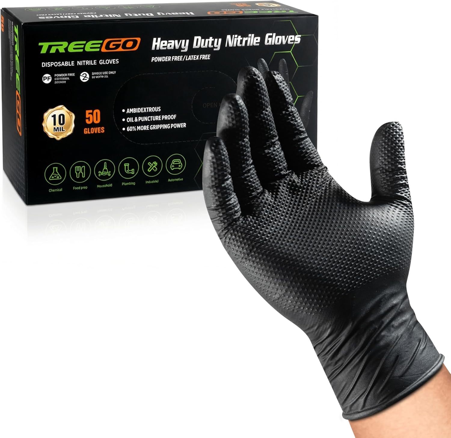 10 Mil Nitrile Gloves Large -  - Latex Disposable Glove 评论和价格
