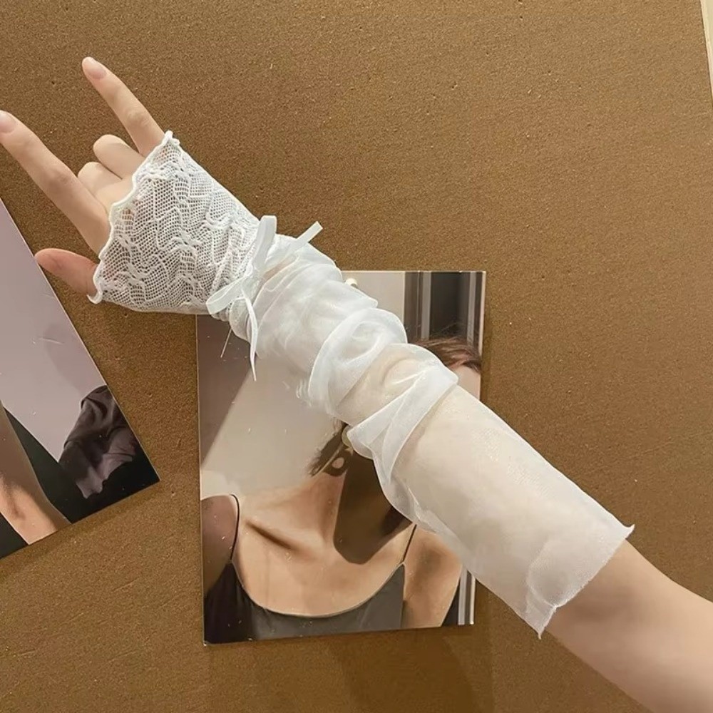 Y2K Lace Ruffle Mesh Gloves Sh - Fingerless Glove Knit 评论和价格