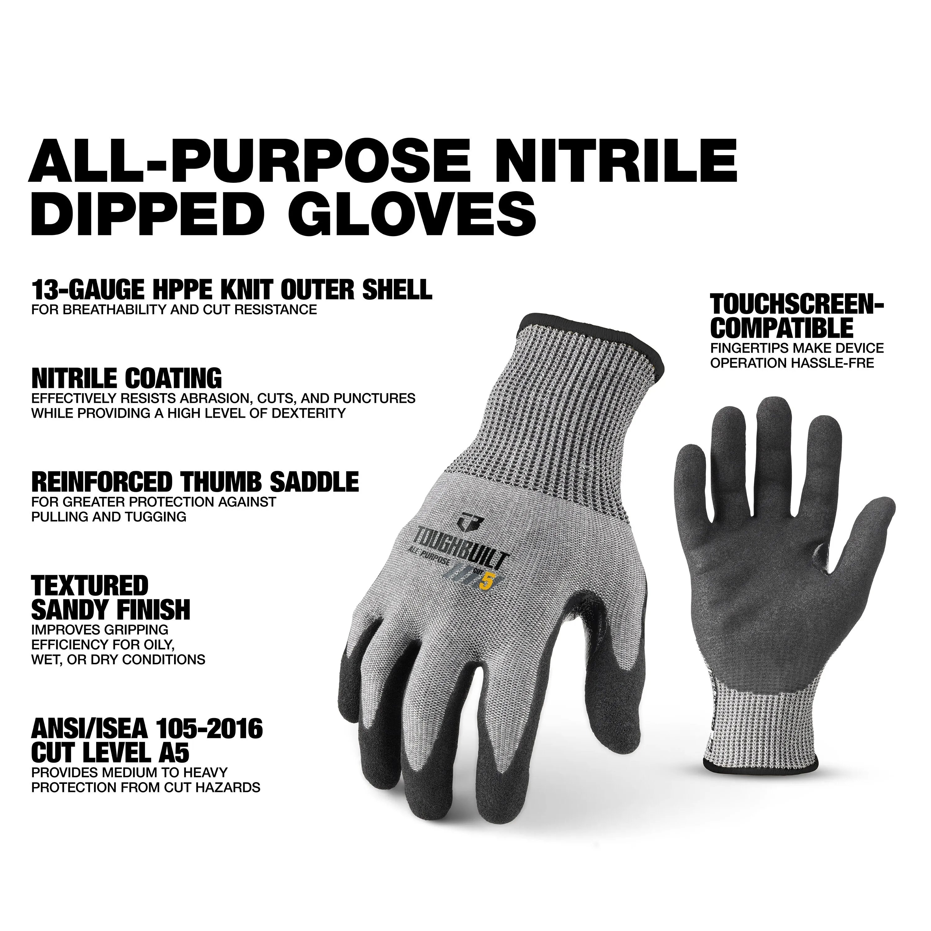 TOUGHBUILT TB-P2-112-5-L Nitri - Nitrile Mechanic Glove 评论和价格