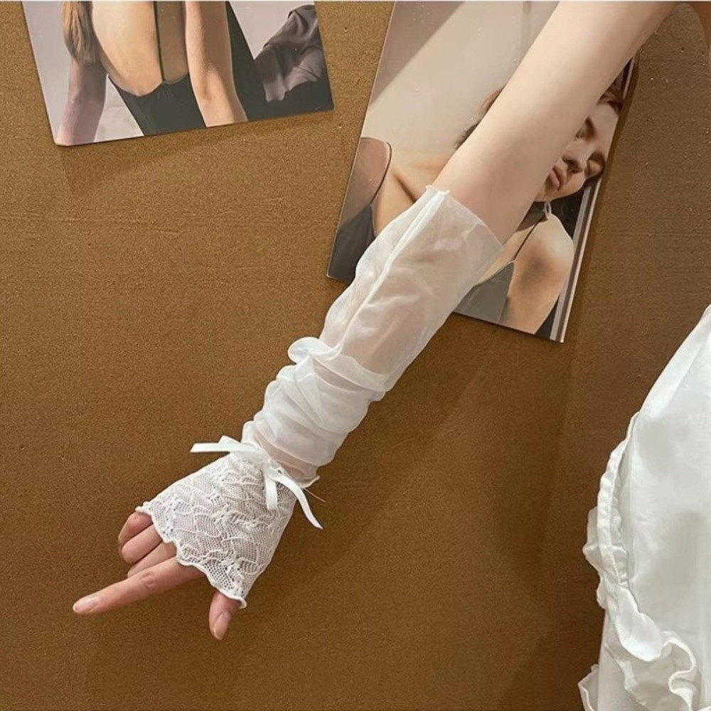 Harajuku Lace Ruffle Mesh Glov - Fingerless Glove Knit 评论和价格