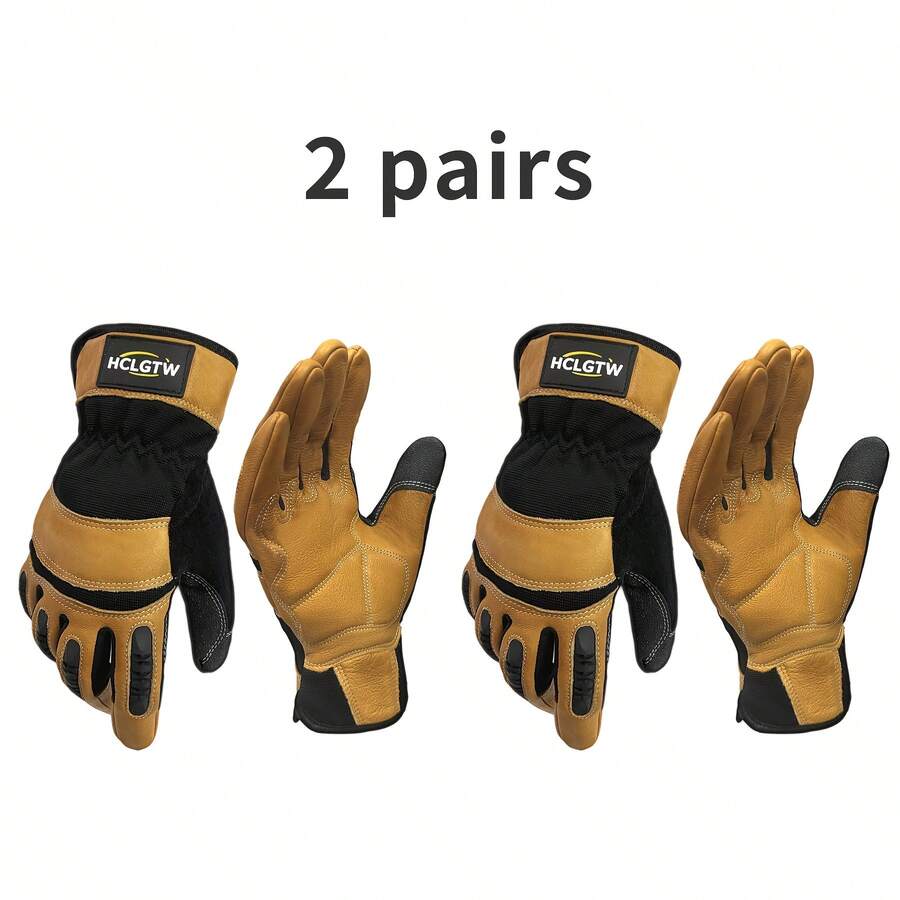 Two Pairs Of Brown Leather Glo - Work Glove Impact 评论和价格