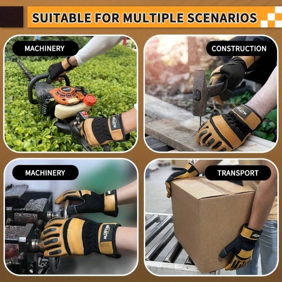 Two Pairs Of Brown Leather Glo - Work Glove Impact 评论和价格