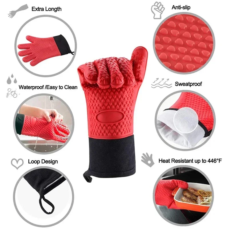 1/2Pcs Anti-Scald Silicone Ove - Oven Mitt Silicone 评论和价格