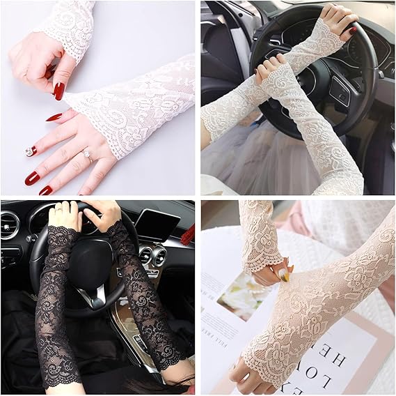 New 1Pair Sexy Lace Hollow-Out - Fingerless Glove Knit 评论和价格
