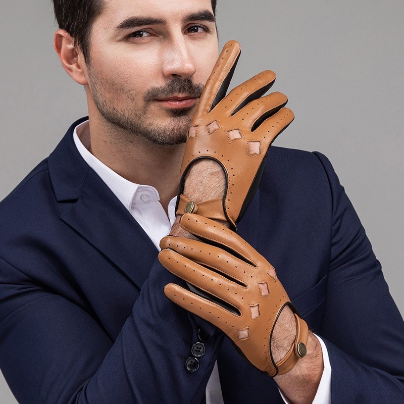 Men Leather Gloves Motorcycle  - Leather Driving Glove 评论和价格