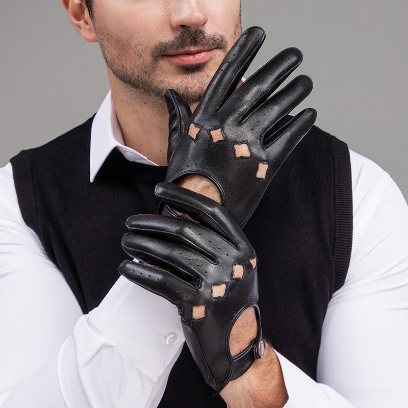Men Leather Gloves Motorcycle  - Leather Driving Glove 评论和价格