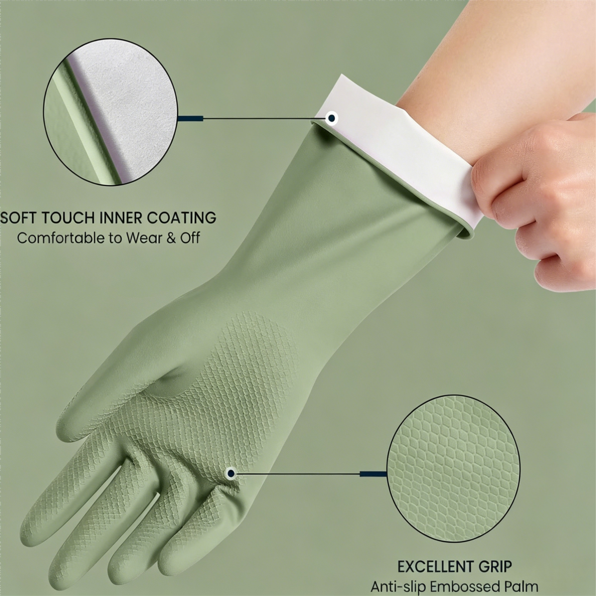 4 Pairs Reusable Rubber Dishwa - Dish Glove Rubber 评论和价格
