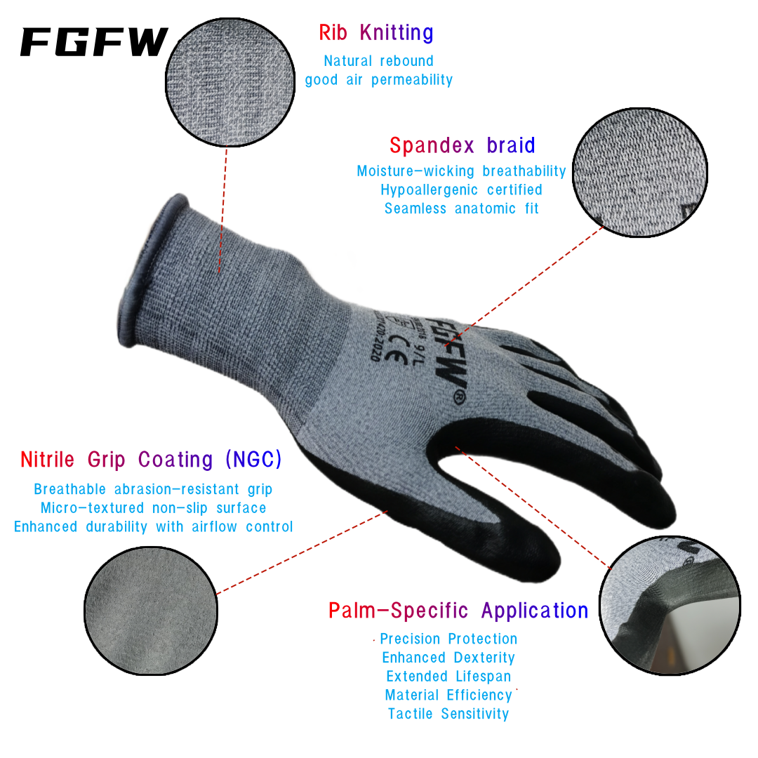 3 Pairs Soft Breathable Spande - Nitrile Mechanic Glove 评论和价格