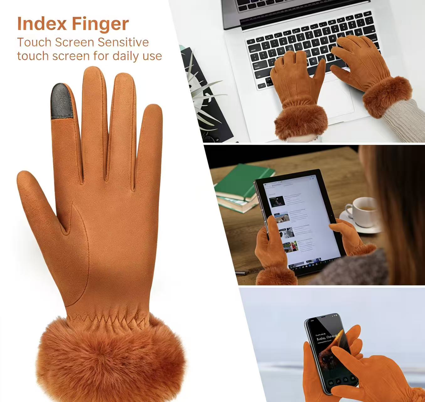 Women's Deerskin Warm Gloves A - Wool Glove Lined 评论和价格