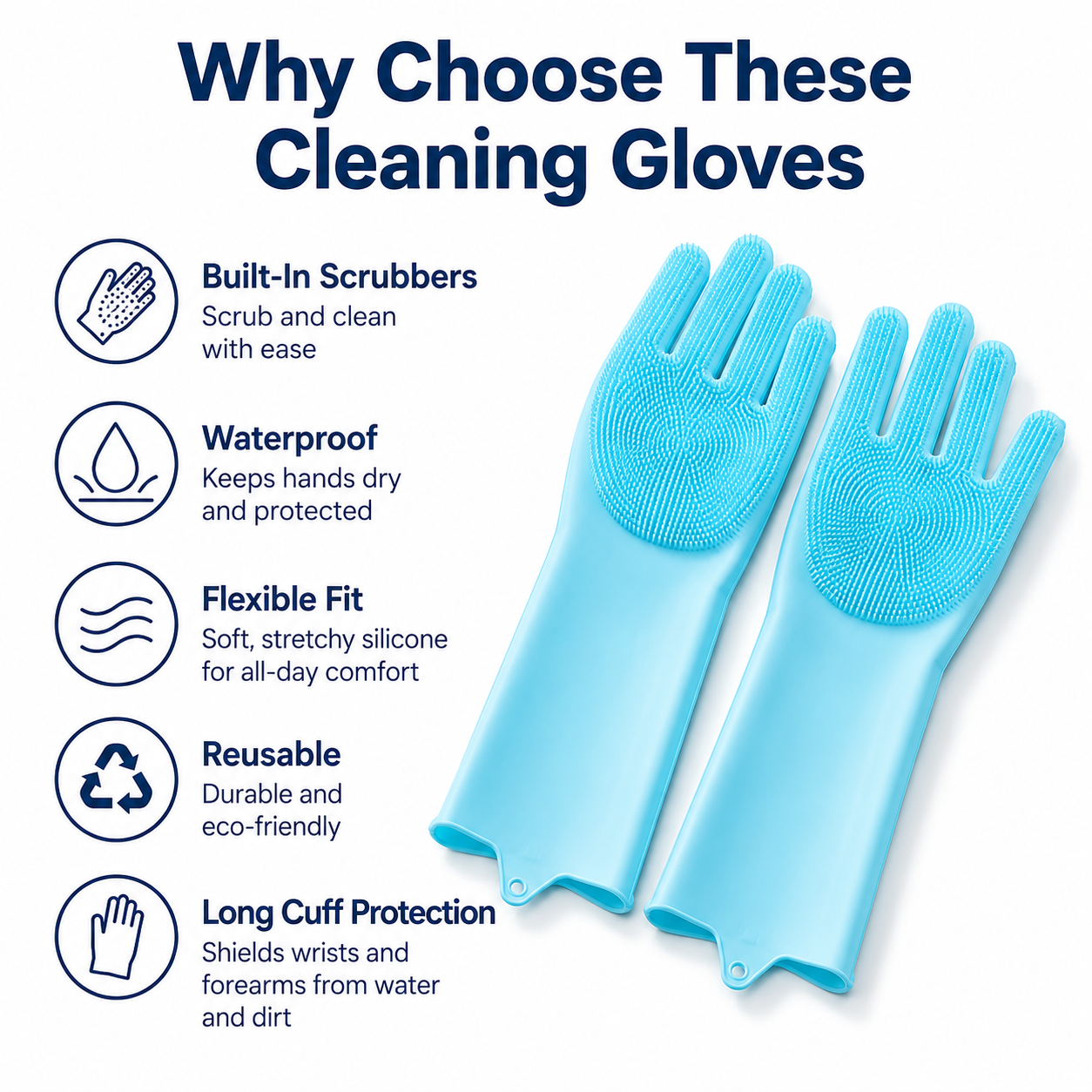 1 Pair Silicone Cleaning Glove - Dish Glove Rubber 评论和价格