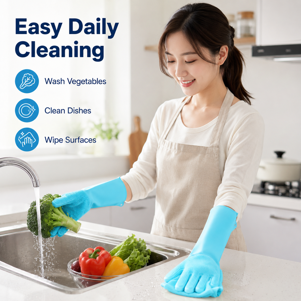 1 Pair Silicone Cleaning Glove - Dish Glove Rubber 评论和价格