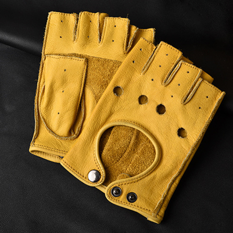 Leather Gloves Men's Half Fing - Leather Driving Glove 评论和价格
