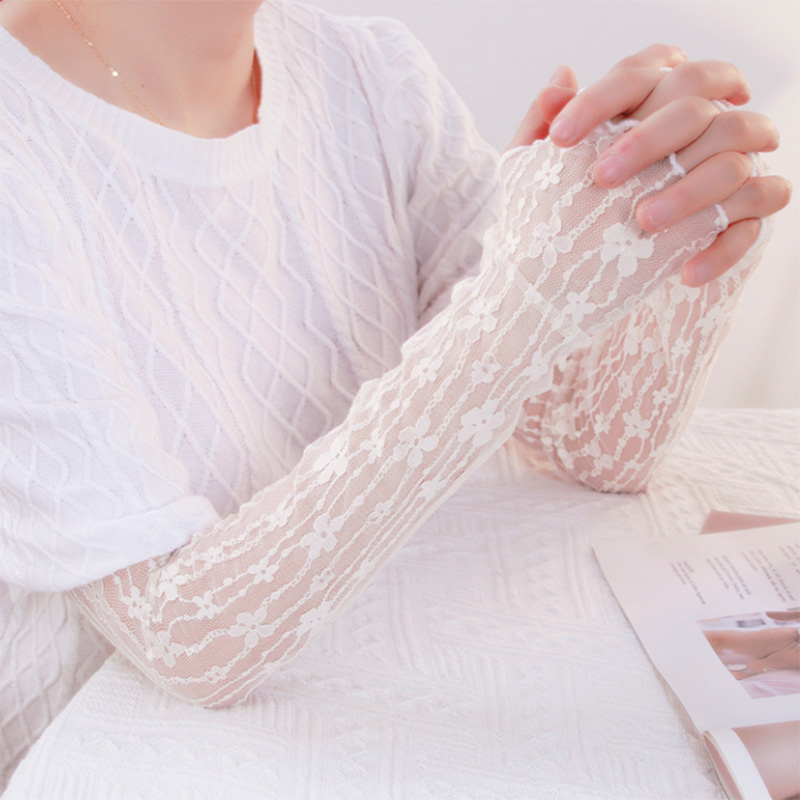 Summer Mesh Flower Lace Finger - Fingerless Glove Knit 评论和价格