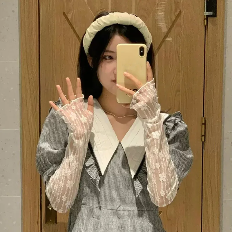 Summer Mesh Flower Lace Finger - Fingerless Glove Knit 评论和价格