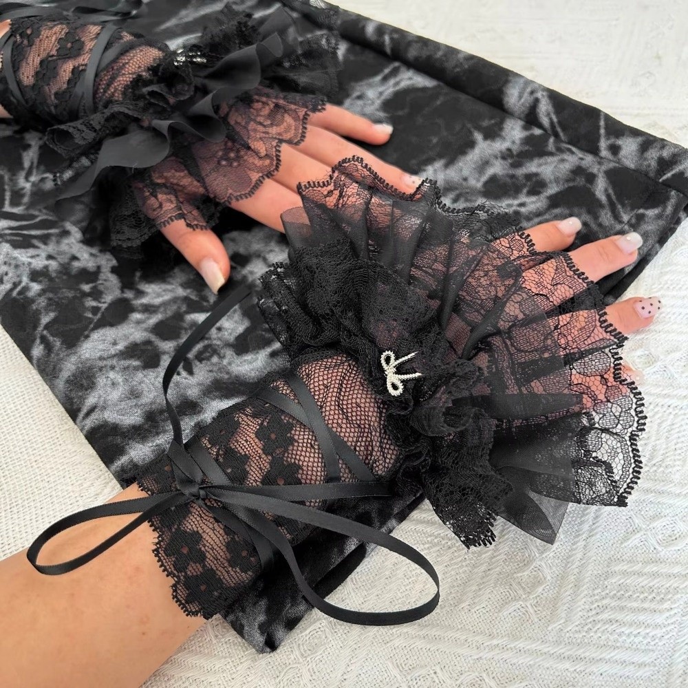 1Pair Black/White Fingerless G - Fingerless Glove Knit 评论和价格