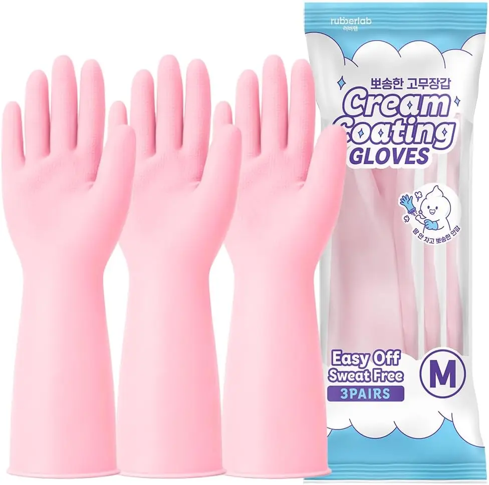 3 Pairs Cream-Coating Rubber G - Rubber Glove Cleaning 评论和价格