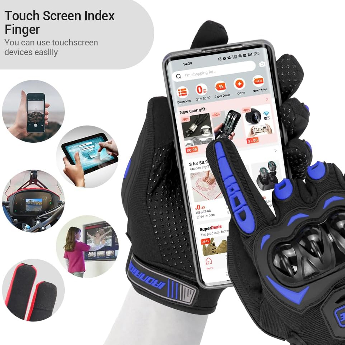 Men Motorcycle Gloves Touch Sc - Motorcycle Glove Knuckle 评论和价格