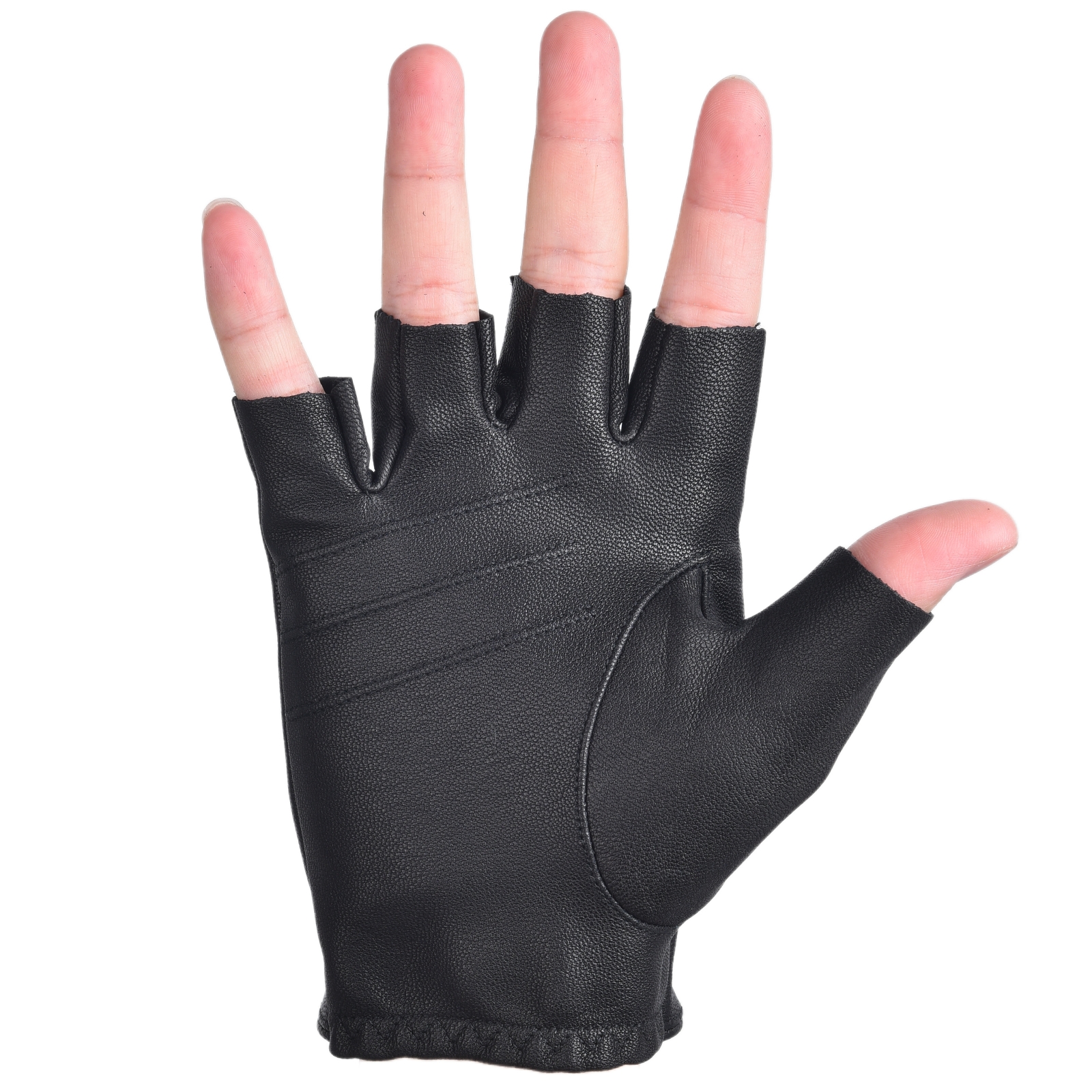 Mens Fingerless Gloves Half Fi - Leather Driving Glove 评论和价格